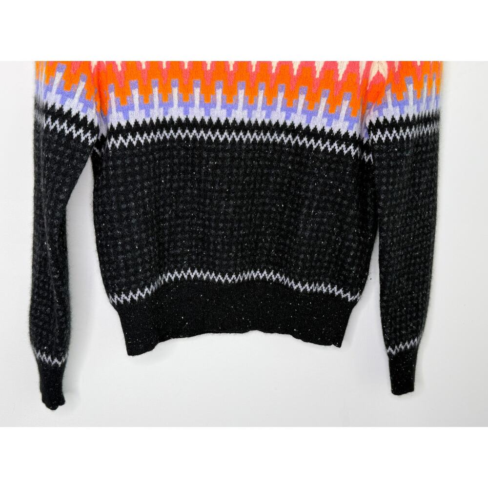 Brodie Cashmere Electric Fairisle Mini Sweater Tinder/Orange/Lavender Womens XS - Picture 5 of 9